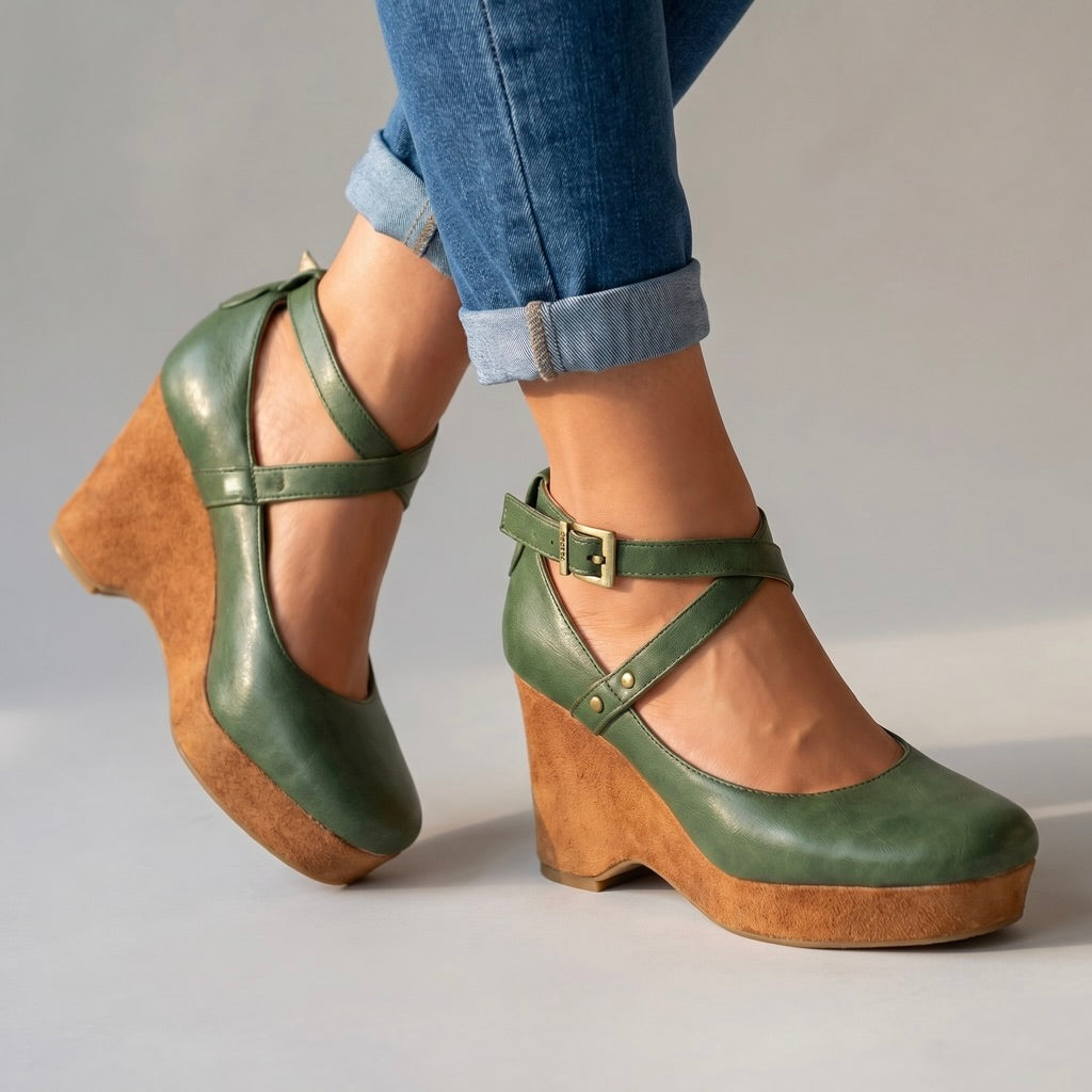 Annabel Cross Strap Wedges
