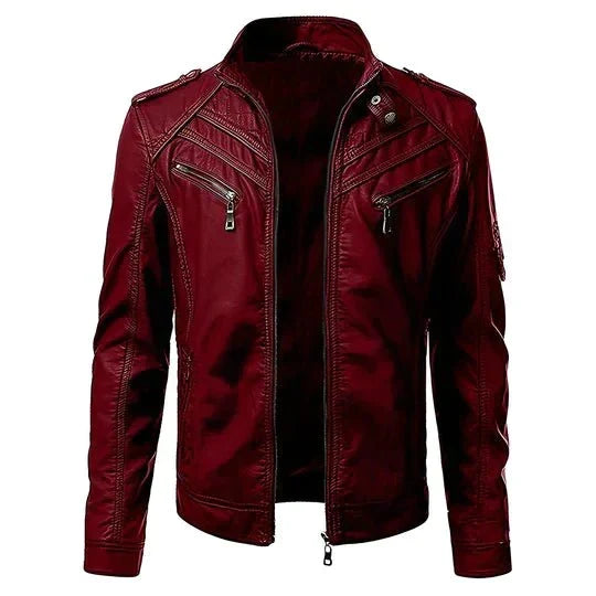 Quiltet Moto Læderjakke til Mænd med Lynlås