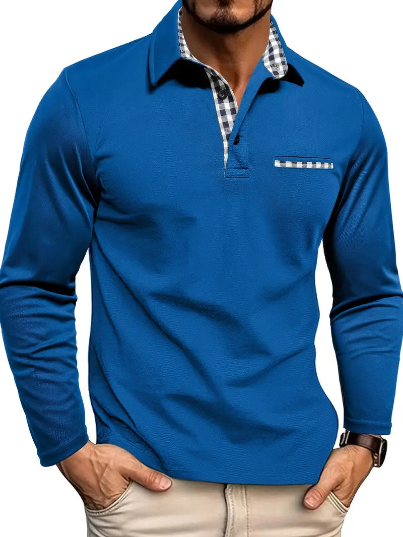 Slim fit polo med lange ærmer til mænd