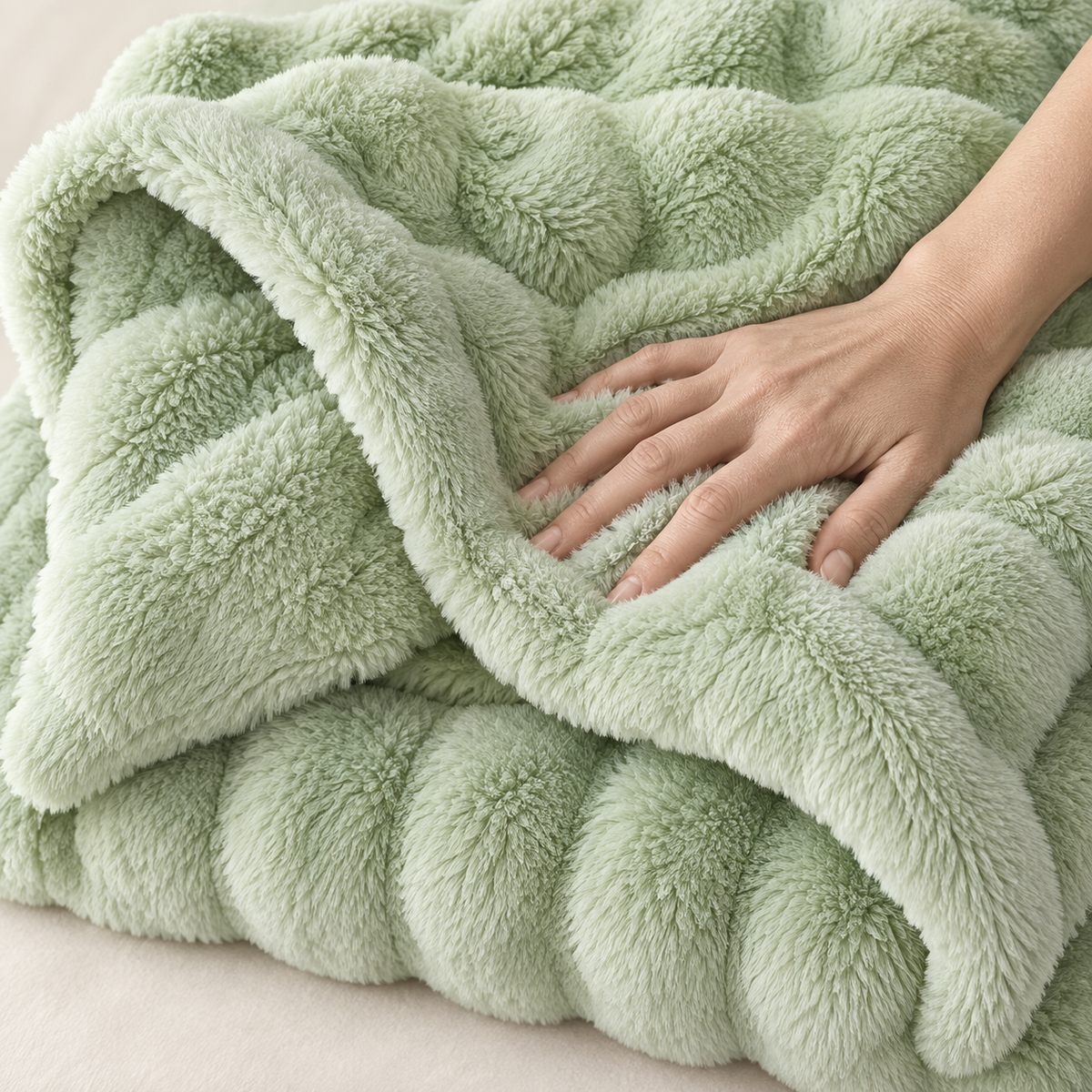 Fluffy Faux Fur Tæppe med Boblestruktur – 100 × 160 cm