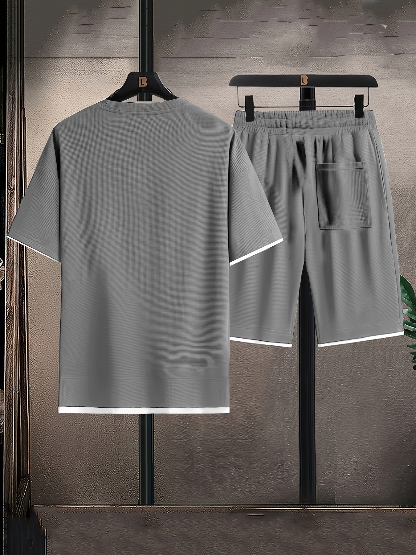 Herre Kortærmet T-Shirt og Snøreshorts 2-Delt Lounge Sæt