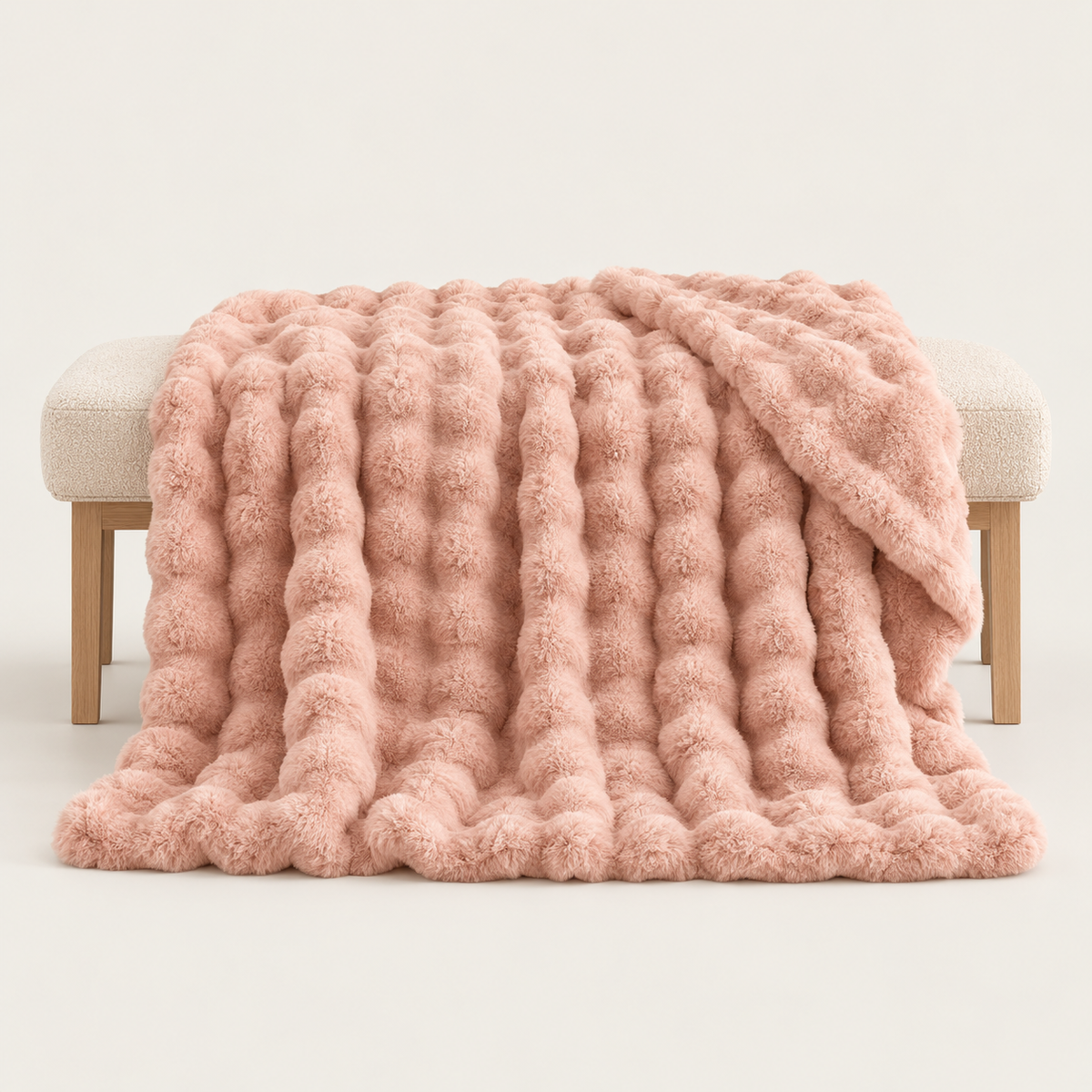 Fluffy Faux Fur Tæppe med Boblestruktur – 100 × 160 cm