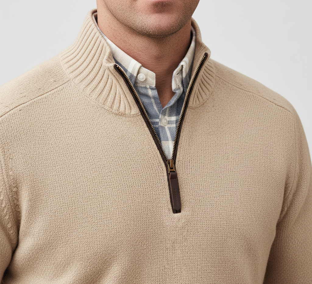 Bellivaro ανδρικό ημίκλειστο πλεκτό πουλόβερ από βαμβάκι