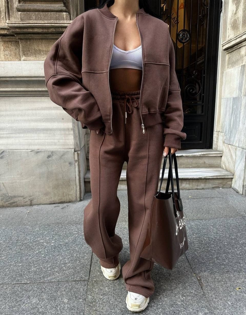 Oversized Tracksuit Sæt til Kvinder med Bomberjakke