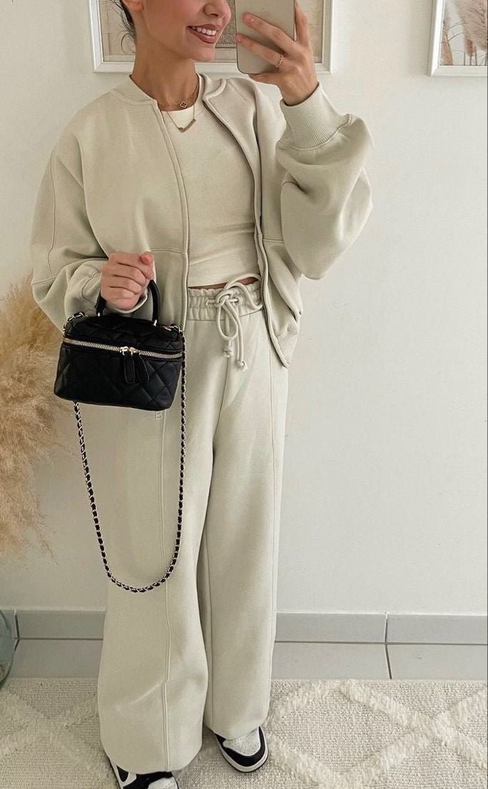 Oversized Tracksuit Sæt til Kvinder med Bomberjakke