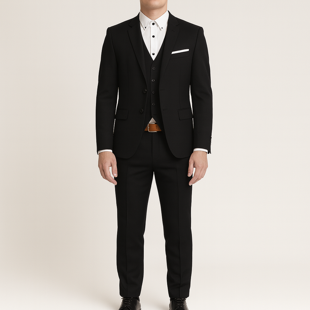 Bellivaro herre jakkesæt med blazer, vest og bukser – klassisk slim fit