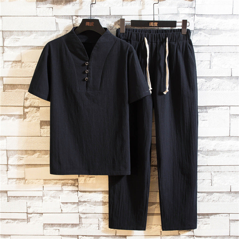 Conjunto de verano Christian para hombre – Camiseta ligera de manga corta y shorts a medida para días relajados