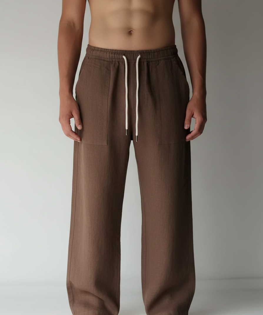 Bellivaro ανδρικό λινό παντελόνι με κορδόνι