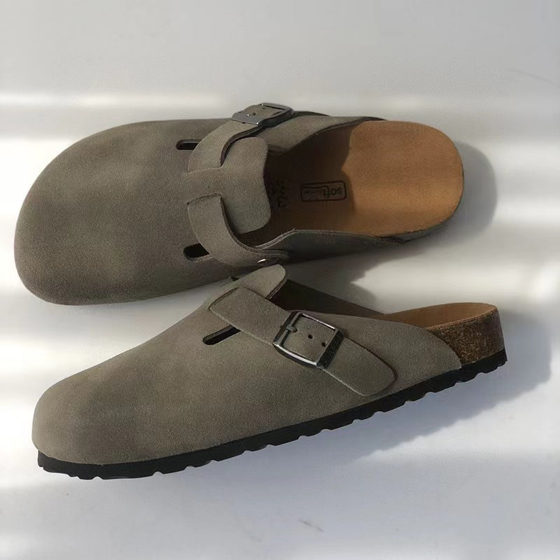 Unisex Ruskindstøfler med Spænde – Komfortable Slip-On Sandaler