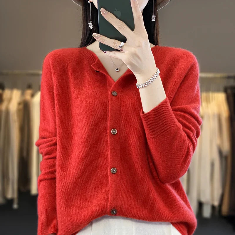 Strikket Cardigan til Kvinder med Knaplukning