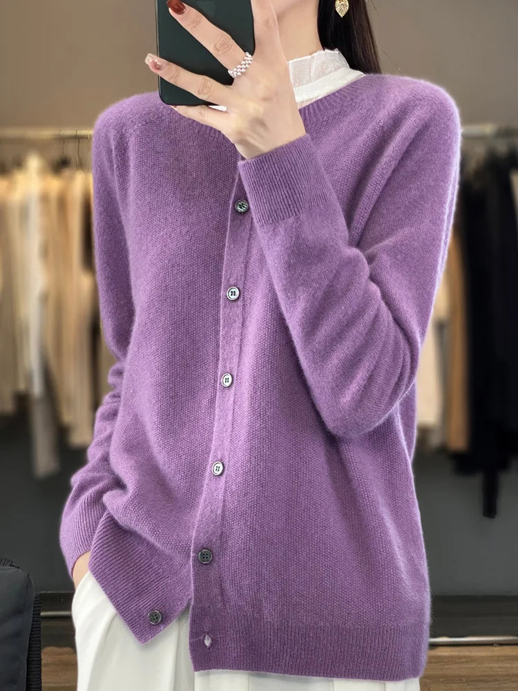 Strikket Cardigan til Kvinder med Knaplukning