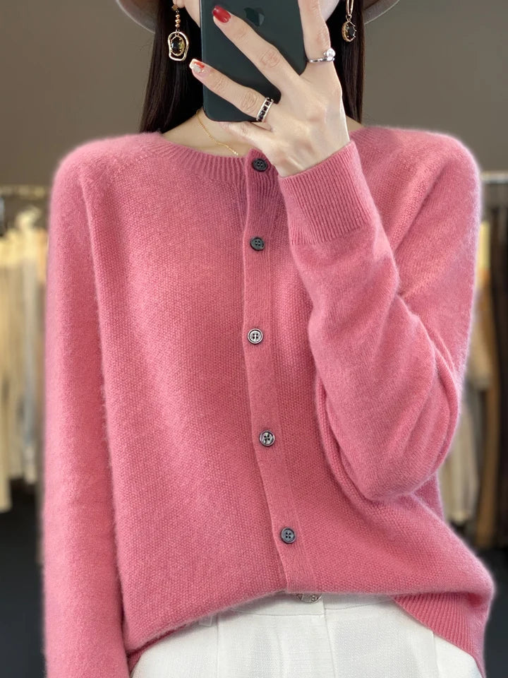 Strikket Cardigan til Kvinder med Knaplukning