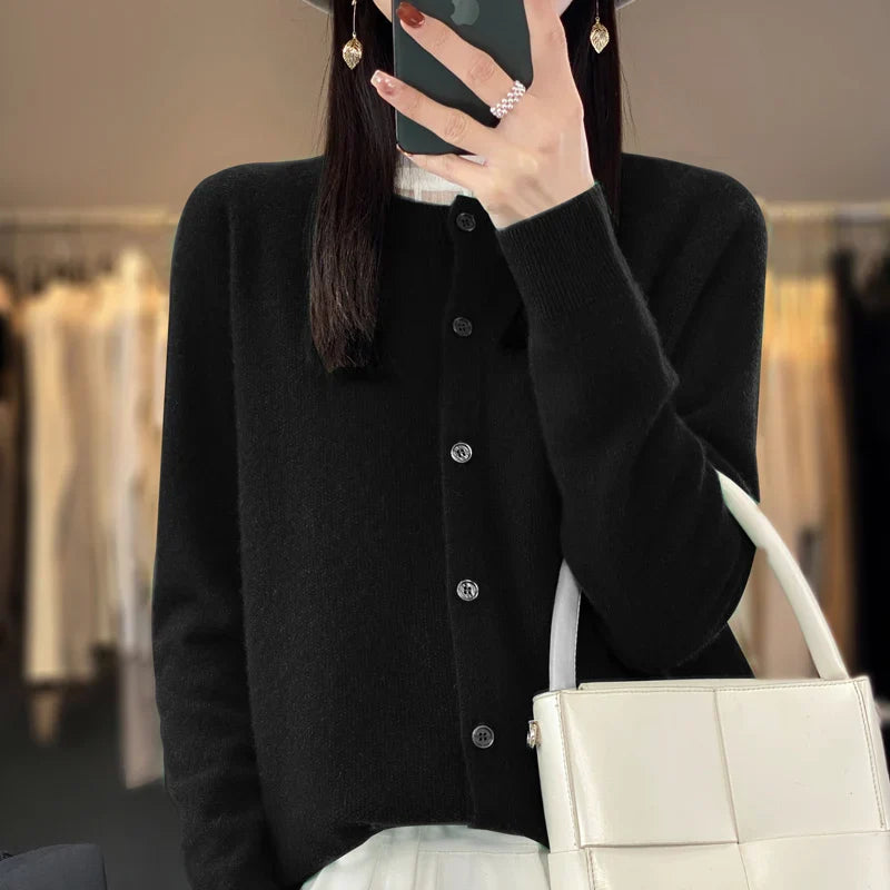Strikket Cardigan til Kvinder med Knaplukning