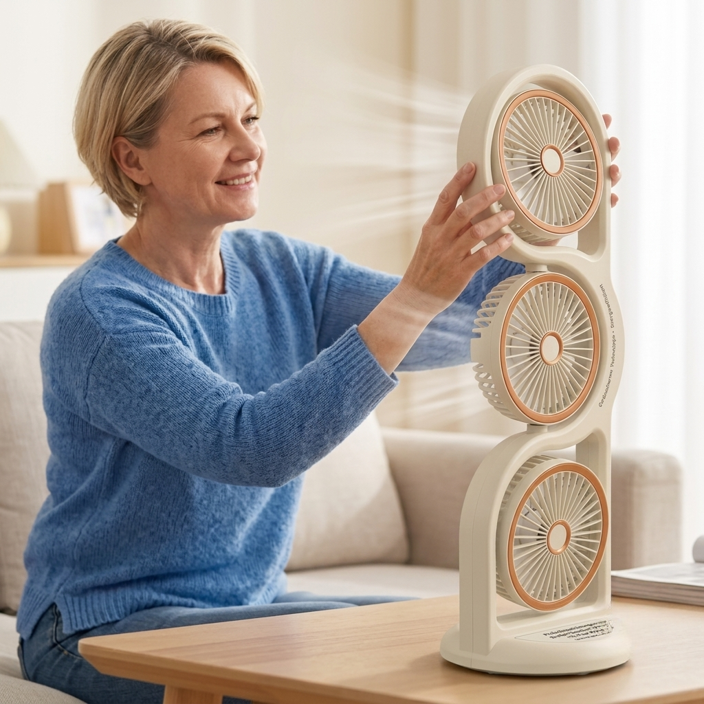 Bærbar Ventilator med Tre Blæsere