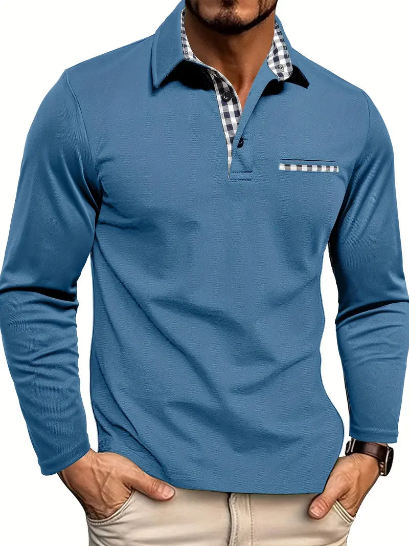 Slim fit polo med lange ærmer til mænd