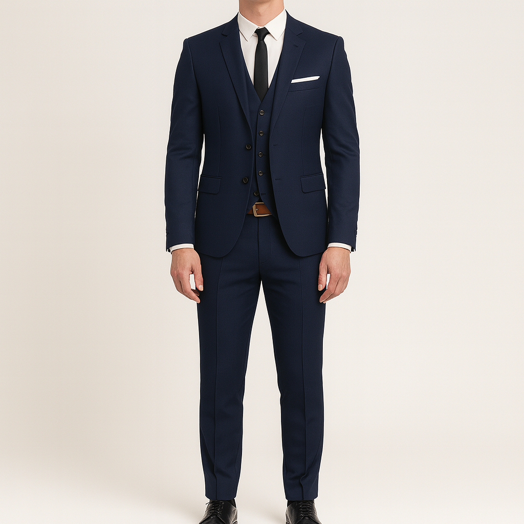 Bellivaro herre jakkesæt med blazer, vest og bukser – klassisk slim fit