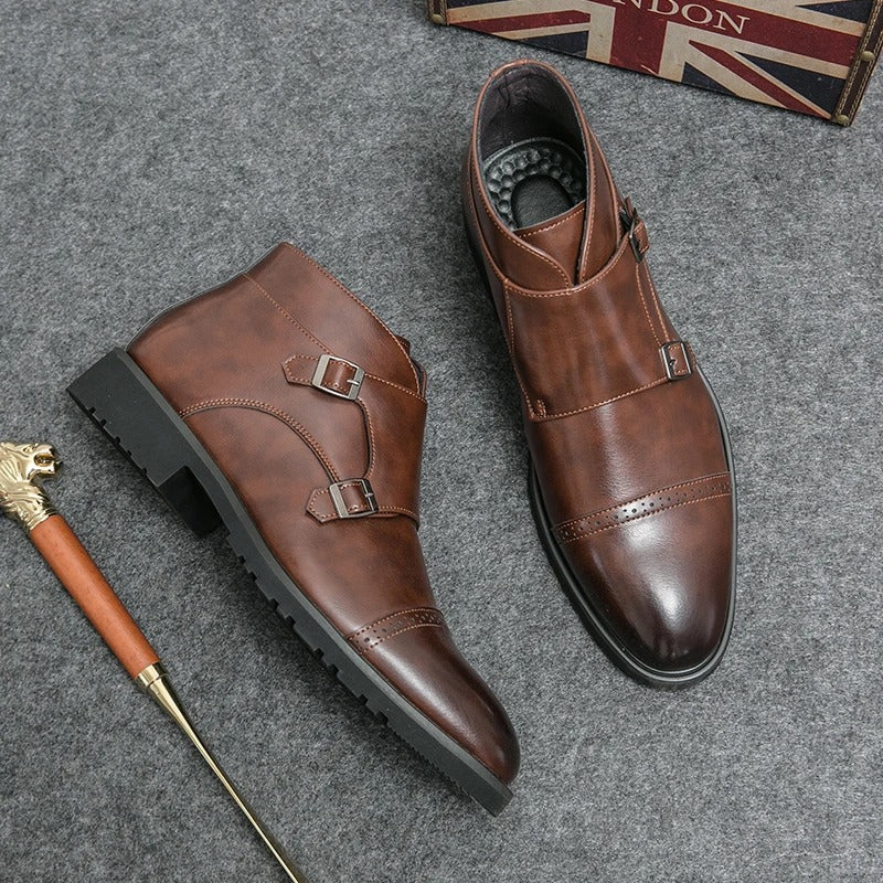 Parker | Ankle boots in faux leather with double monk strap