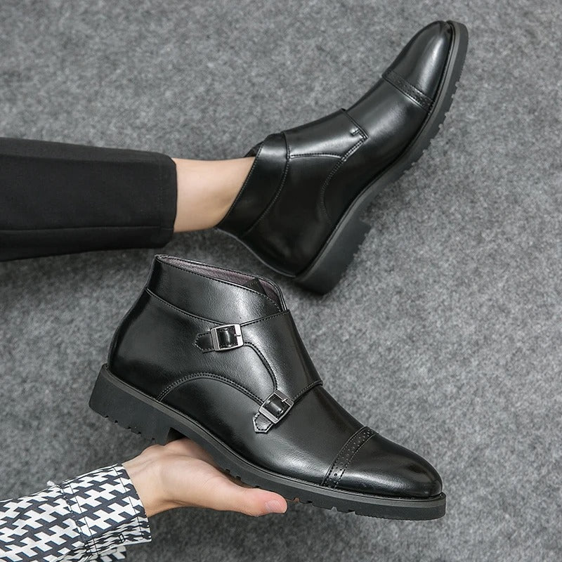 Parker | Ankle boots in faux leather with double monk strap
