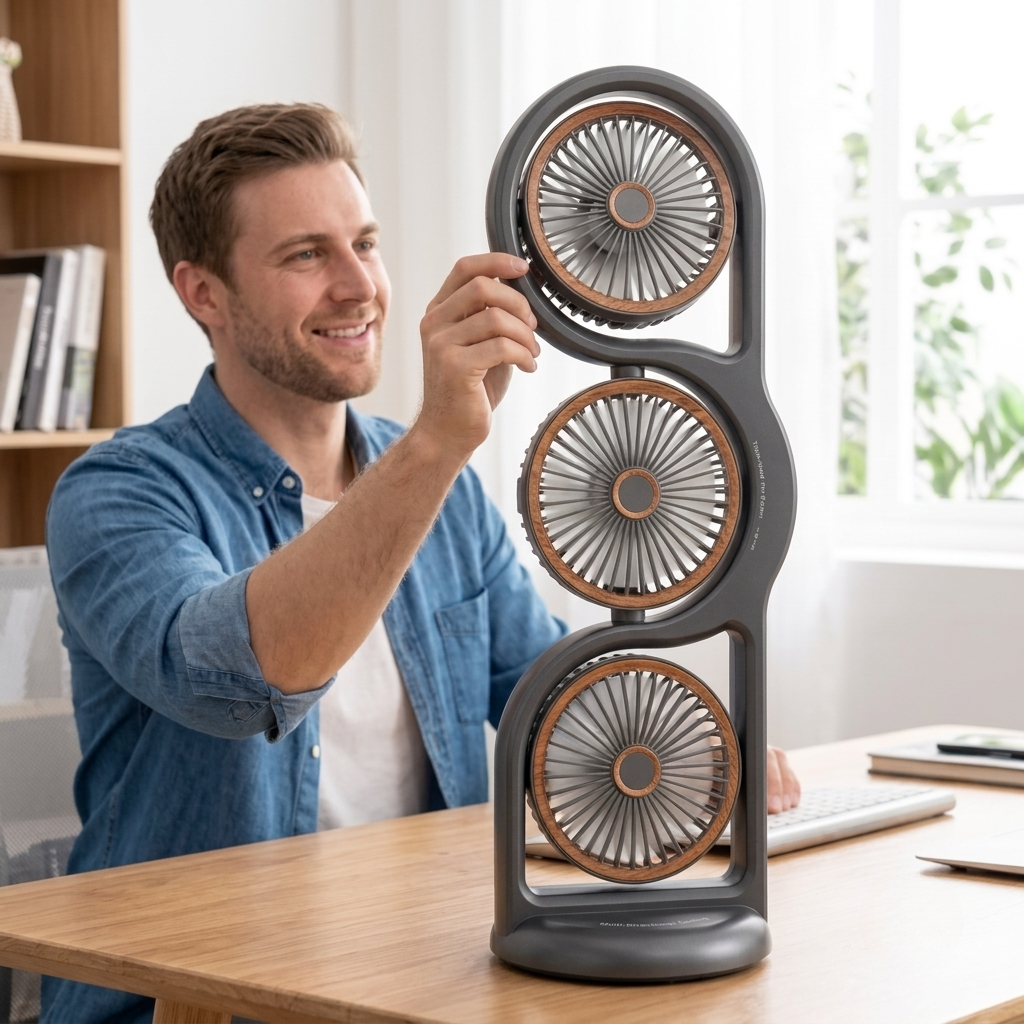 Bærbar Ventilator med Tre Blæsere