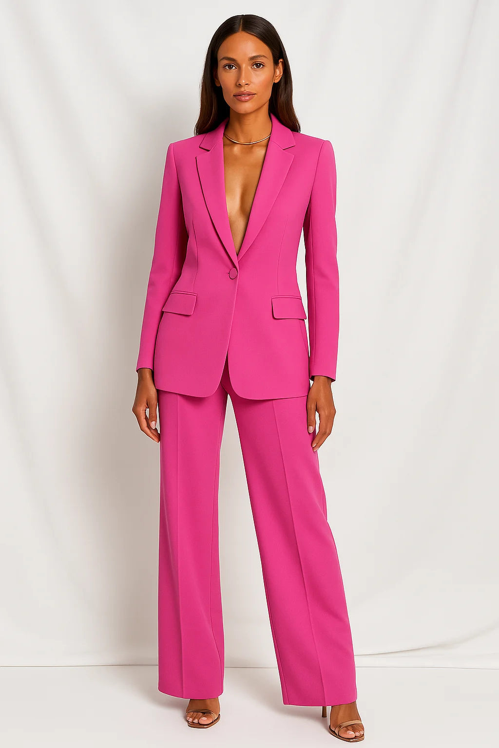 Ensemble blazer et pantalon pour femme, en coton léger, coupe moderne, motif à carreaux, couleur jaune.