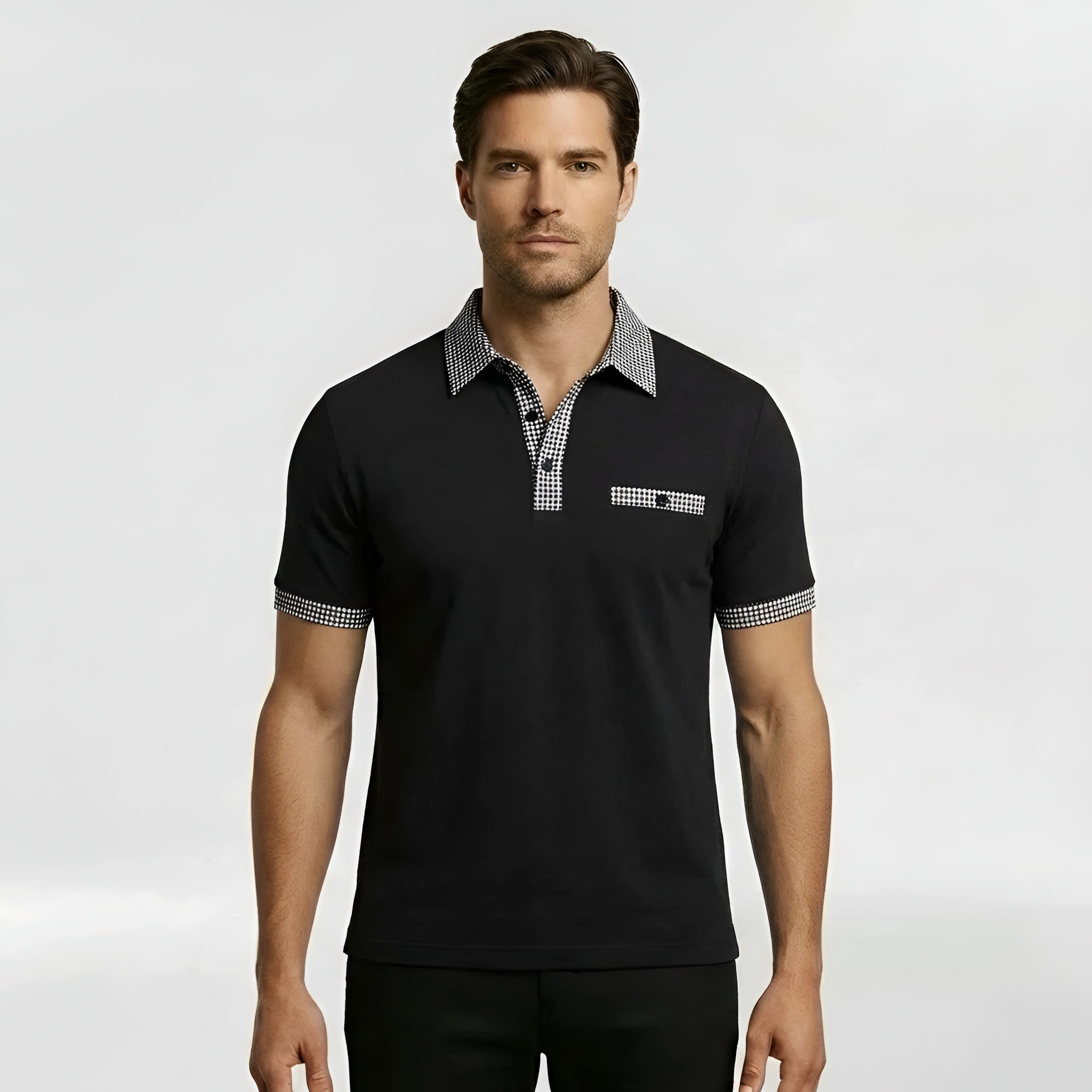 Polo homme en coton manches courtes coupe slim col décontracté chemise d'été