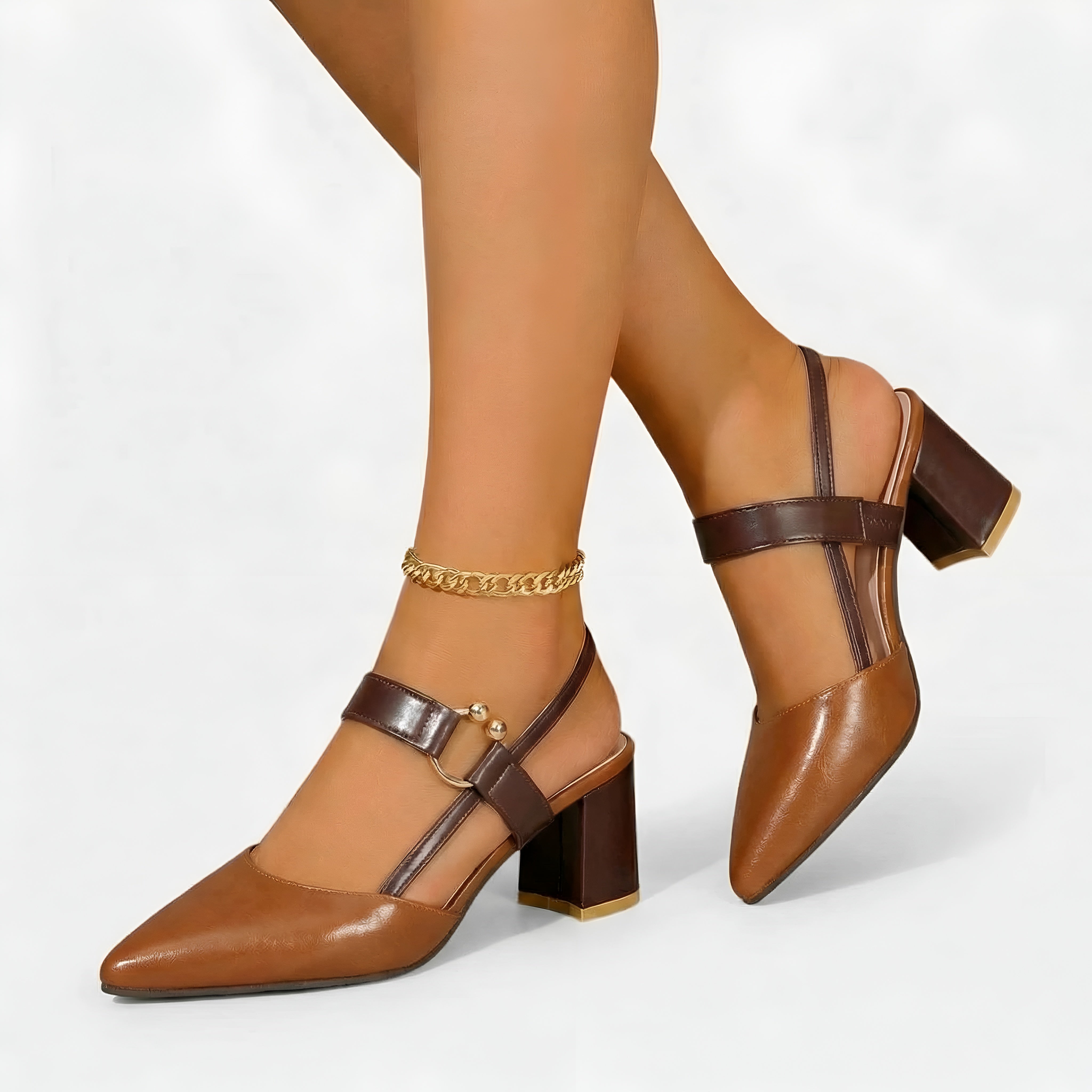 Dame stiletter med rem spids tå elegante højhælede sko klassiske pumps