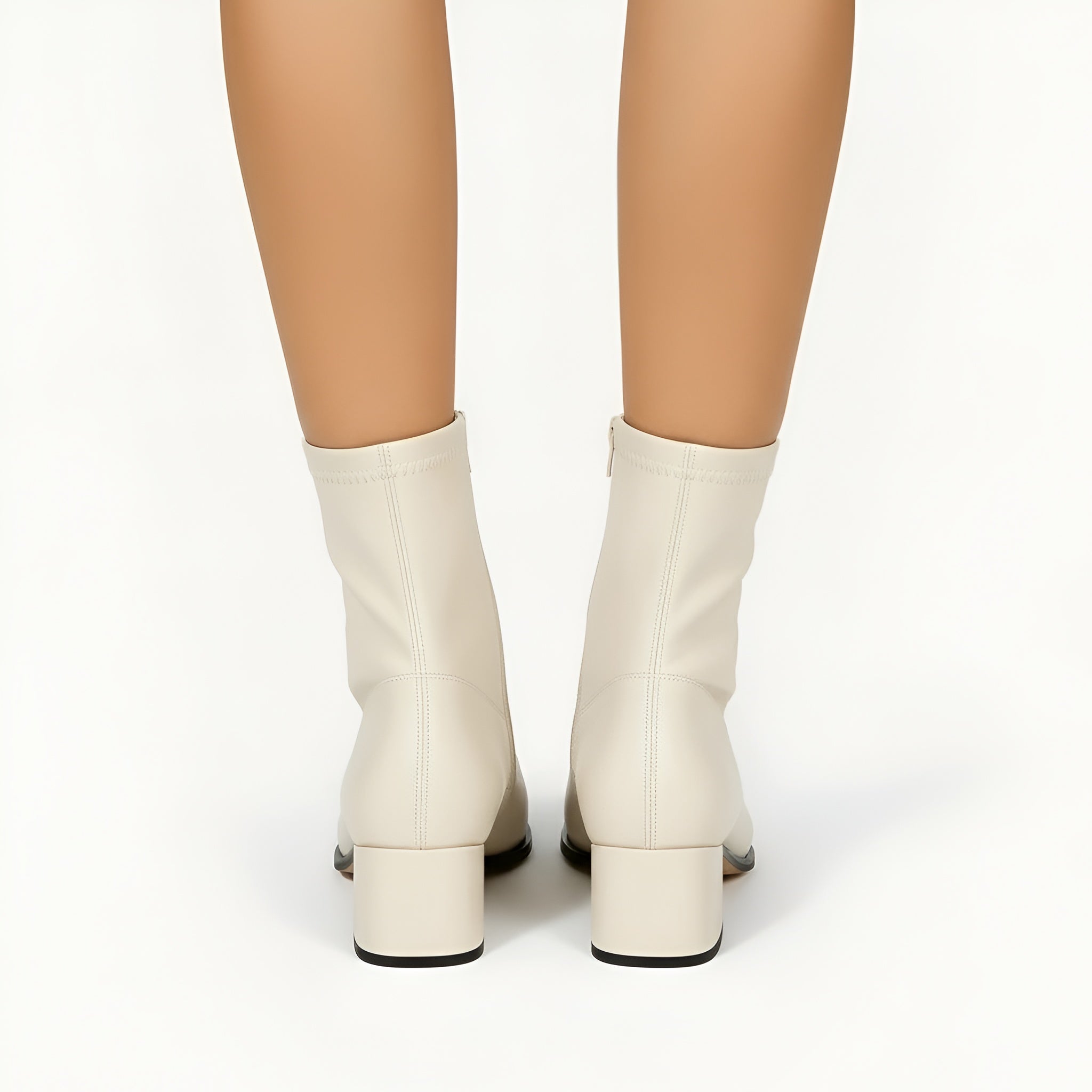 Ankelstøvler dame med hæl lynlås klassiske støvletter i læderlook