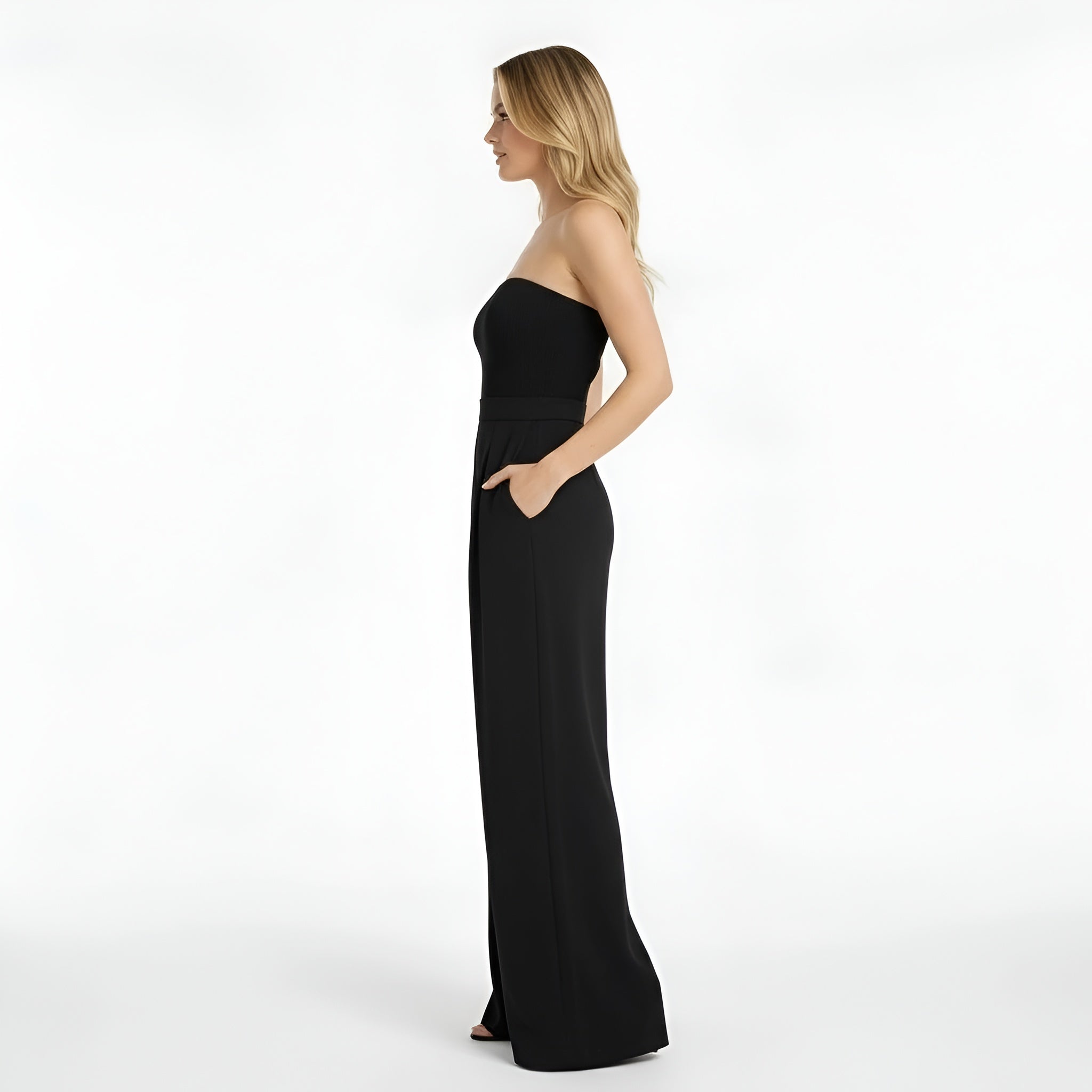 Women’s Strapless Wide-Leg Jumpsuit High-Waist Elegant Formal Evening Outfit