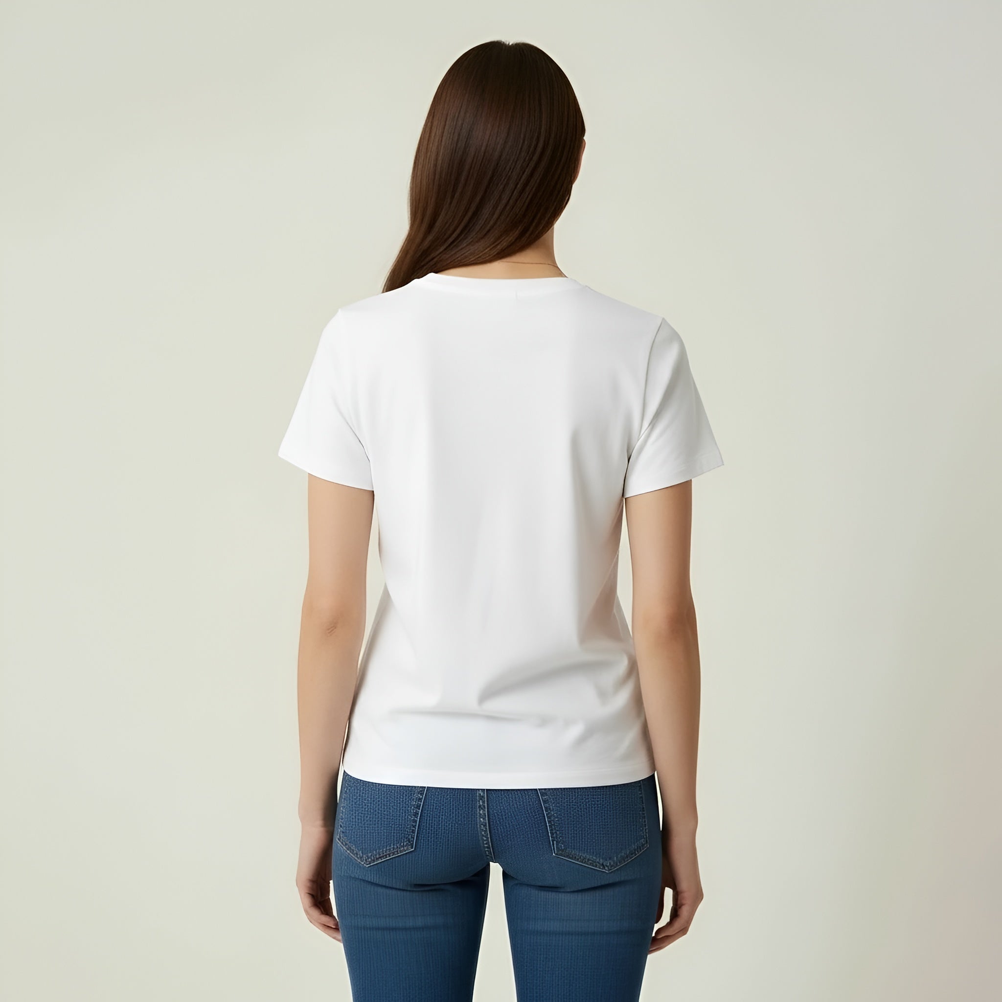 Tricou de bumbac pentru dame, cu decolteu în V, mânecă scurtă, casual, top de bază pentru vară