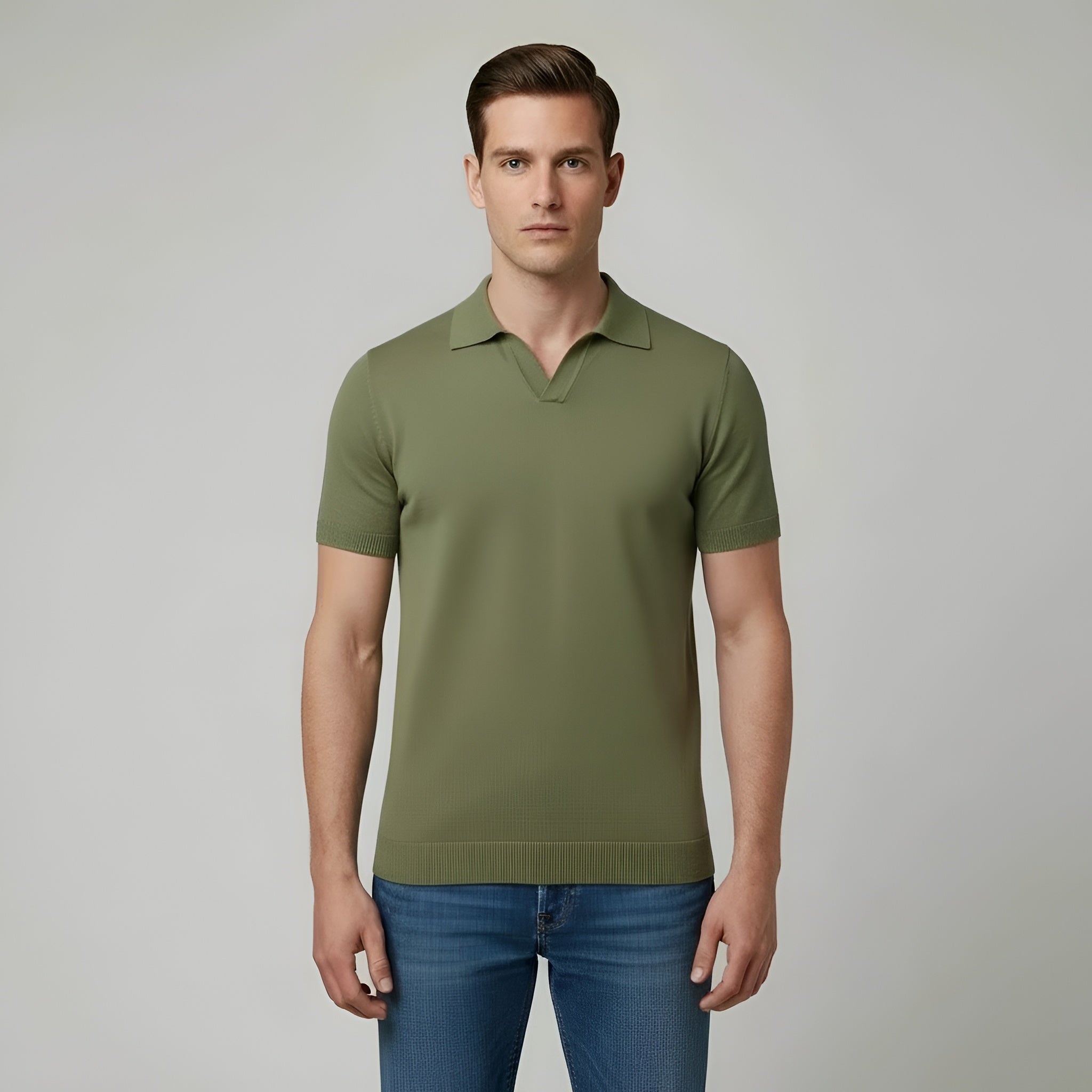 Camiseta polo de hombre a rayas, manga corta, algodón, polo clásico de corte clásico, top casual