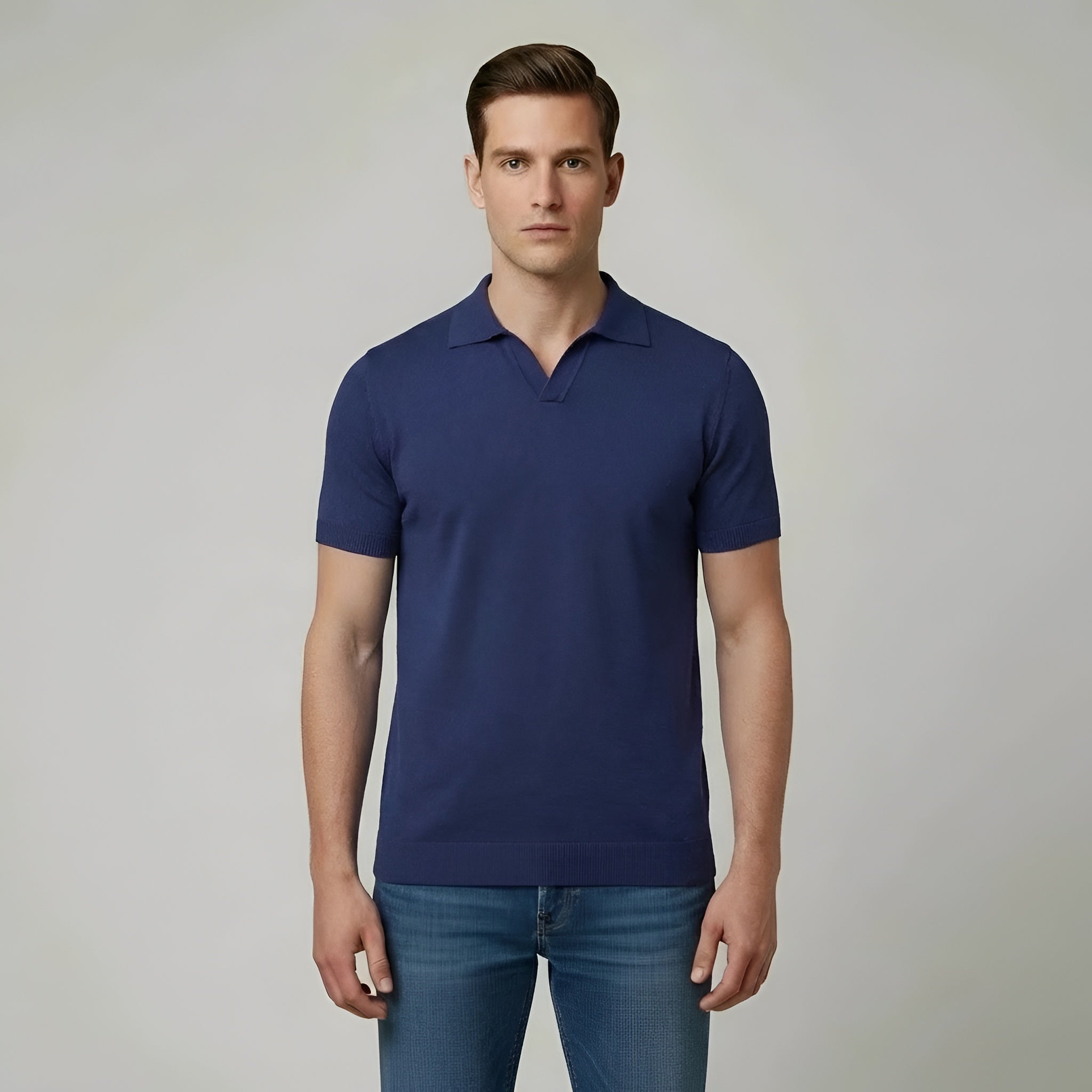 Camiseta polo de hombre a rayas, manga corta, algodón, polo clásico de corte clásico, top casual