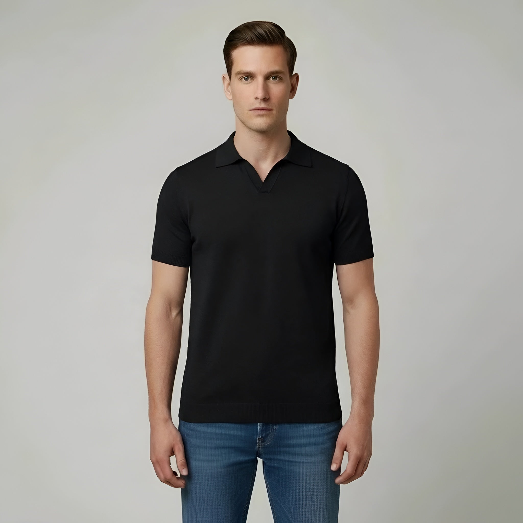 Camiseta polo de hombre a rayas, manga corta, algodón, polo clásico de corte clásico, top casual