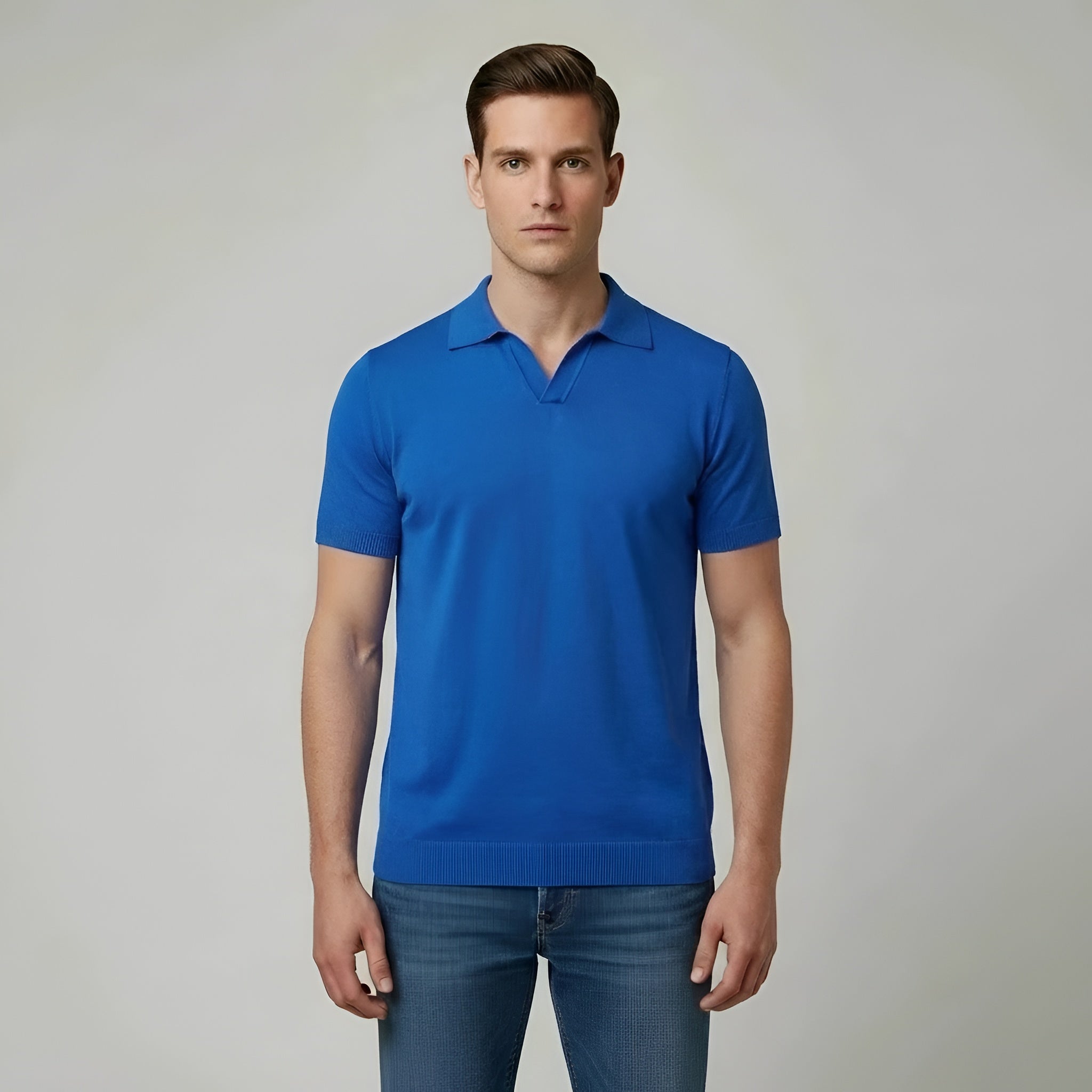 Camiseta polo de hombre a rayas, manga corta, algodón, polo clásico de corte clásico, top casual