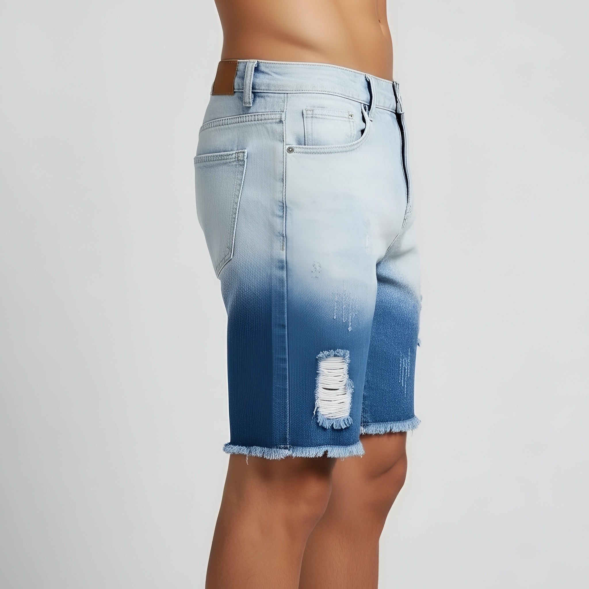 Pánské džínové šortky z bavlny s opranými detaily, krátké džíny, volný střih