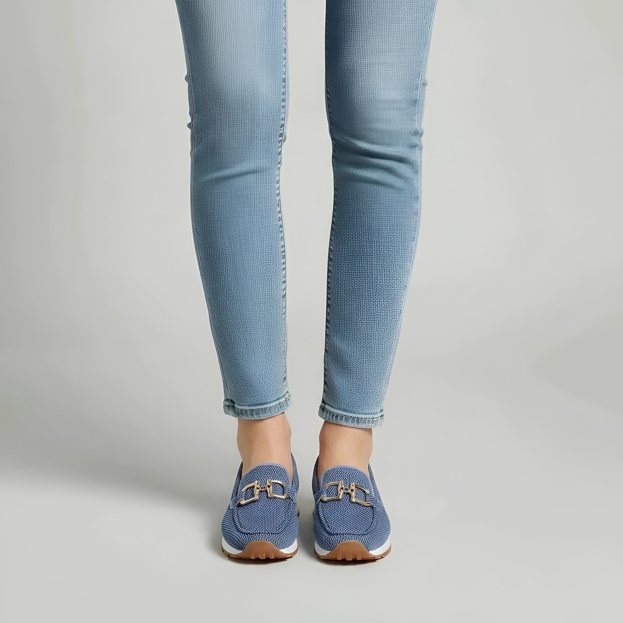 Dame loafers i åndbart mesh med metalspænde, komfortable fritidssko til kvinder