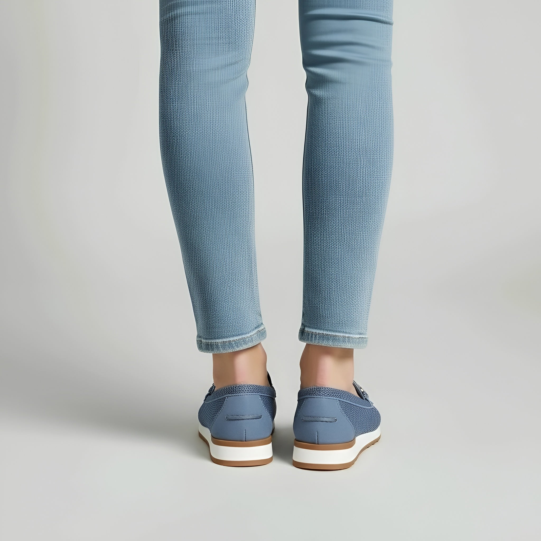 Dame loafers i åndbart mesh med metalspænde, komfortable fritidssko til kvinder