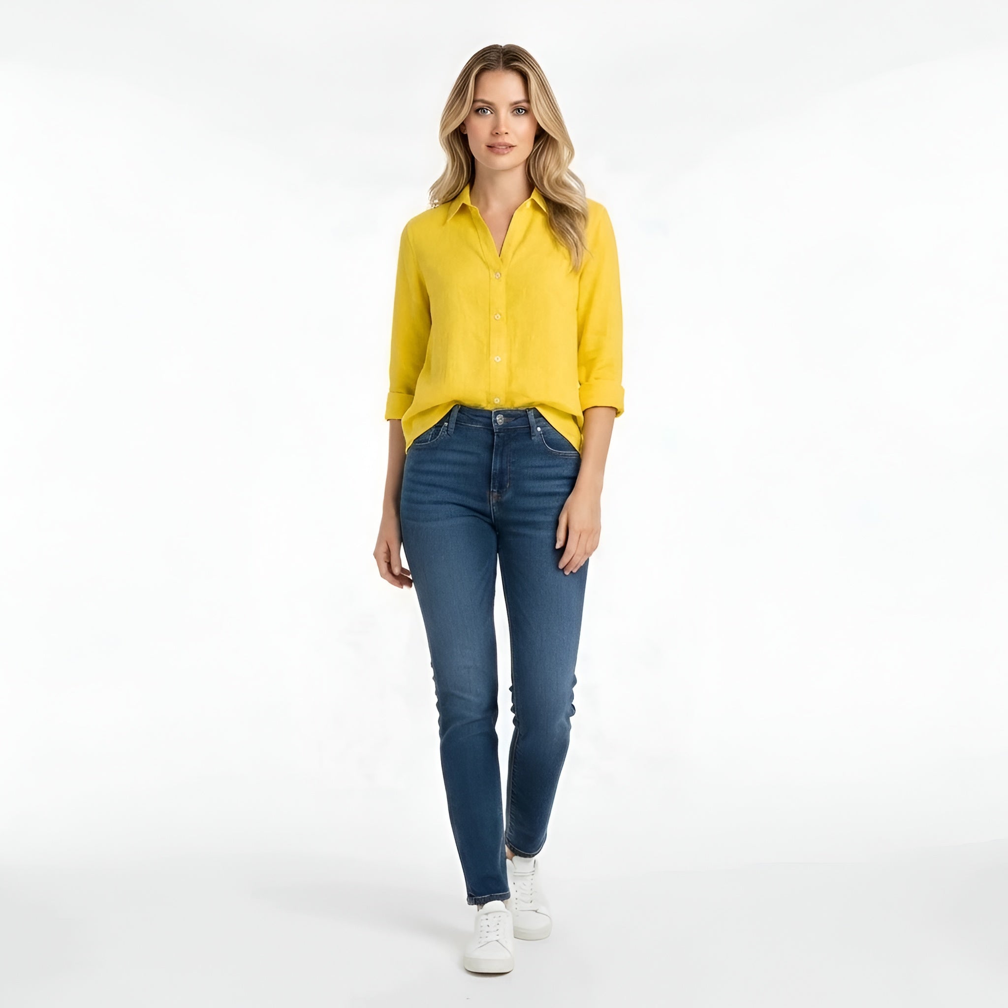 Chemisier en coton pour femme, classique à manches longues, blouse chemise pour le quotidien et le travail