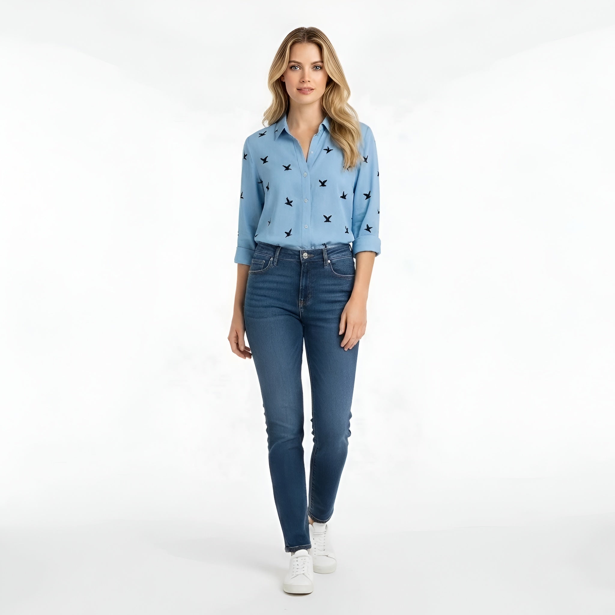 Chemisier en coton pour femme, classique à manches longues, blouse chemise pour le quotidien et le travail