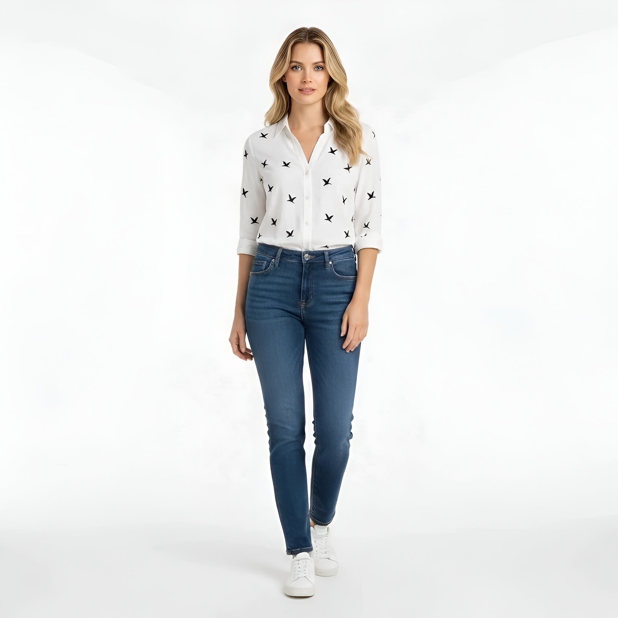 Chemisier en coton pour femme, classique à manches longues, blouse chemise pour le quotidien et le travail