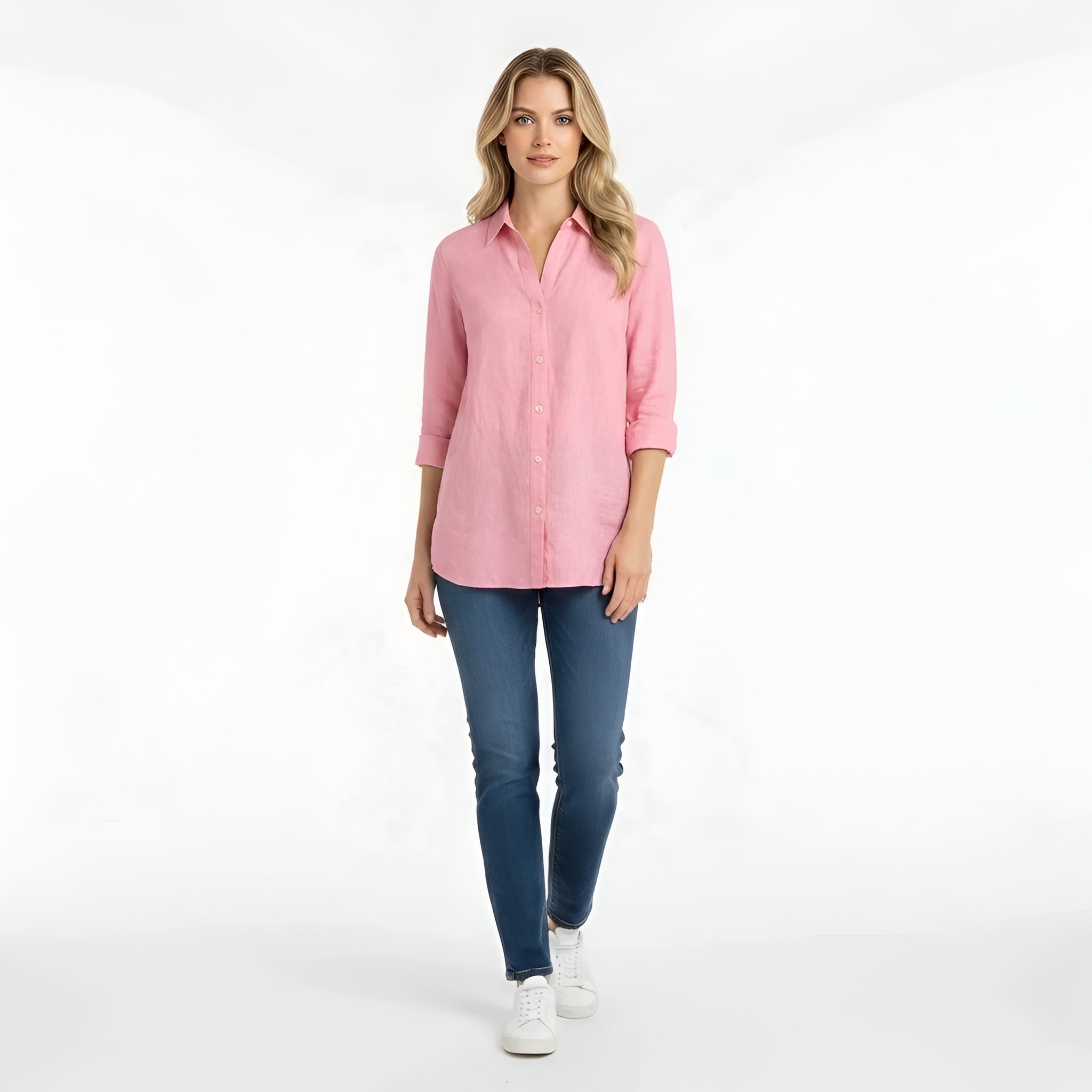 Chemisier en coton pour femme, classique à manches longues, blouse chemise pour le quotidien et le travail