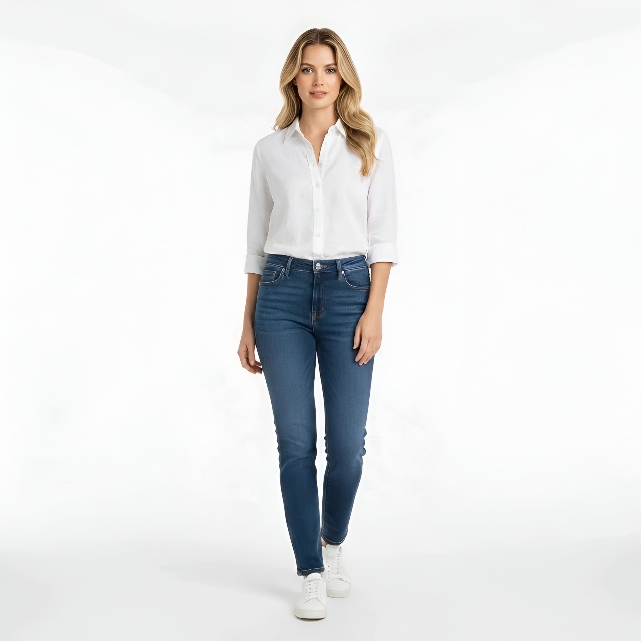 Chemisier en coton pour femme, classique à manches longues, blouse chemise pour le quotidien et le travail