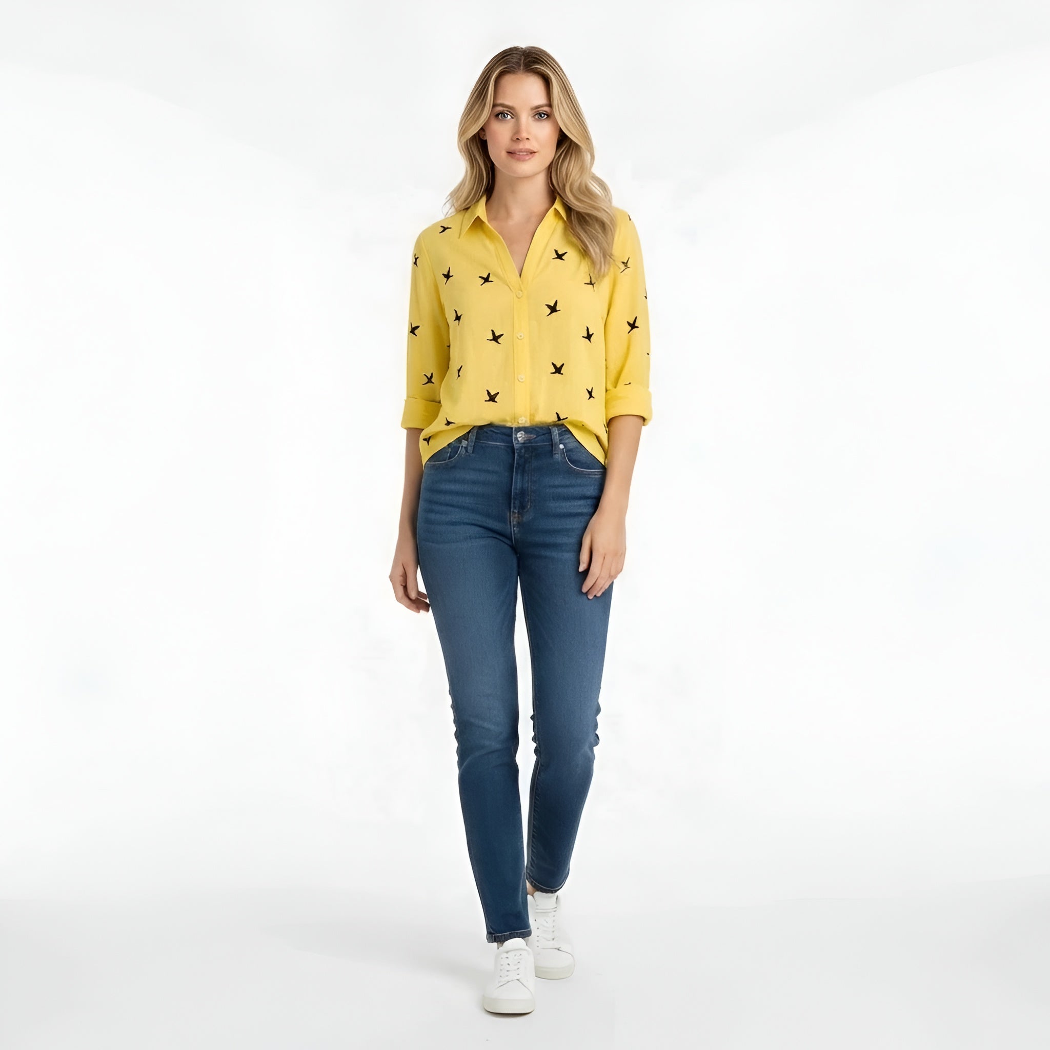 Chemisier en coton pour femme, classique à manches longues, blouse chemise pour le quotidien et le travail