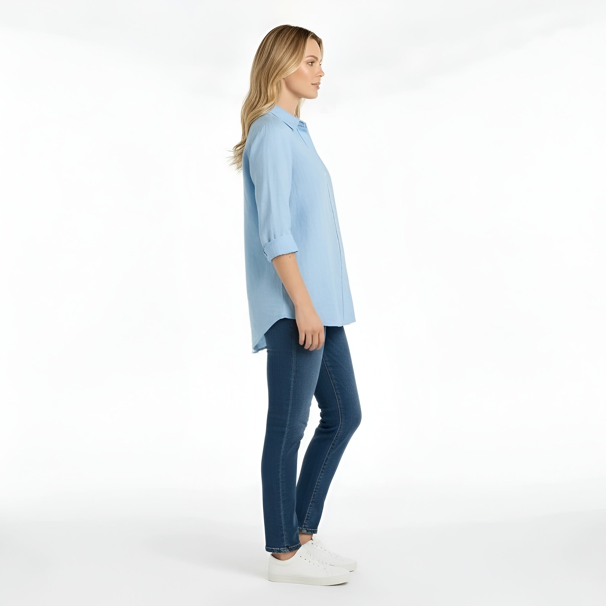 Chemisier en coton pour femme, classique à manches longues, blouse chemise pour le quotidien et le travail