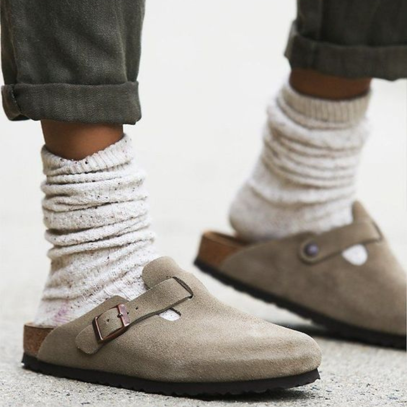 Unisex Ruskindstøfler med Spænde – Komfortable Slip-On Sandaler