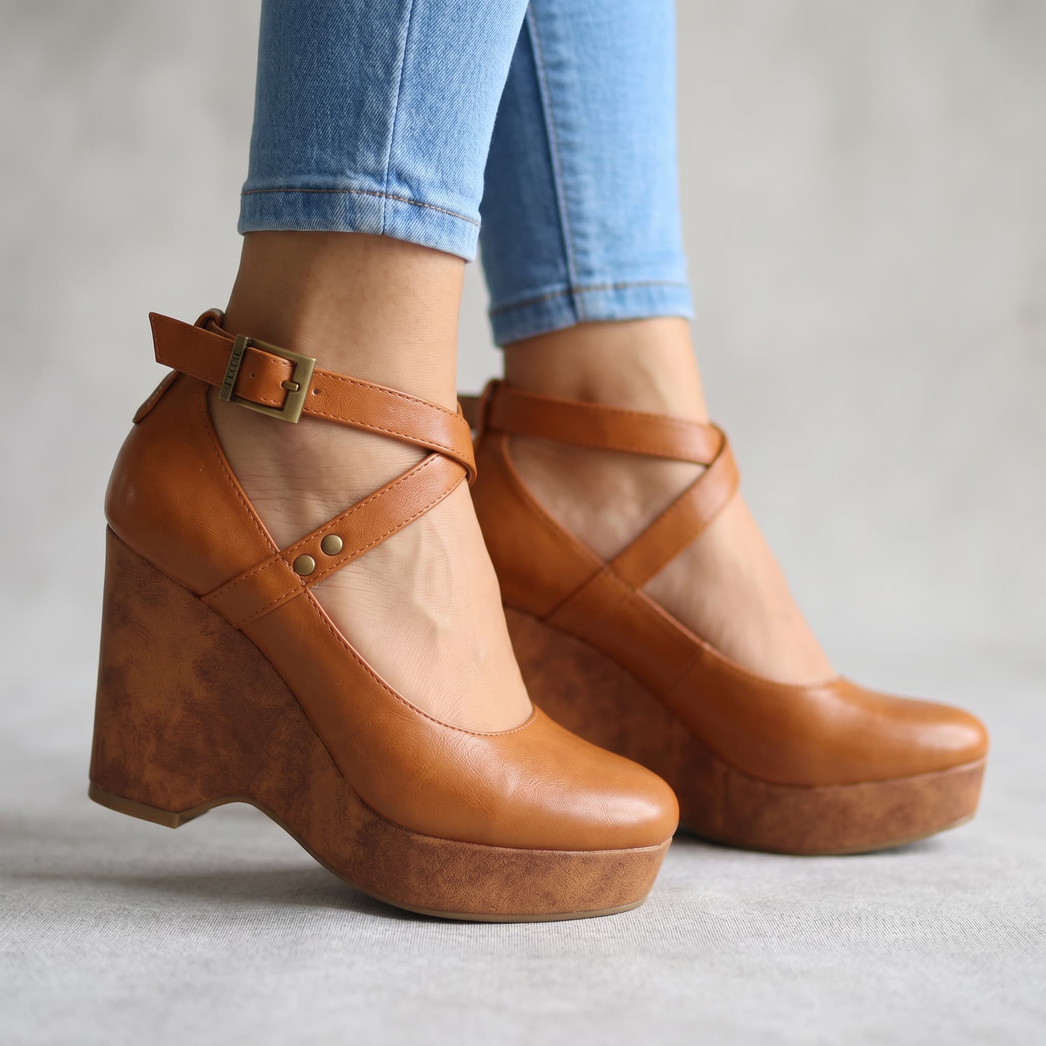Annabel Cross Strap Wedges
