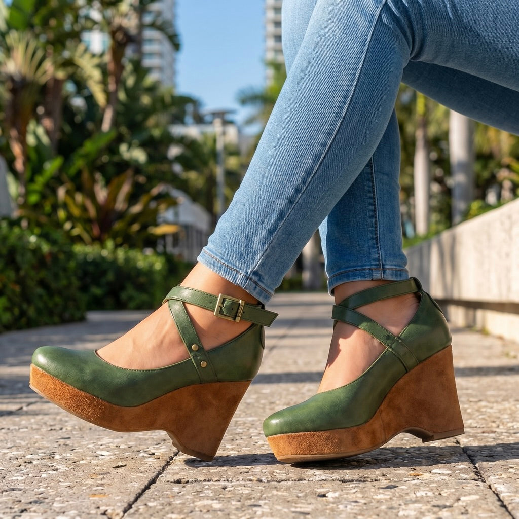 Annabel Cross Strap Wedges