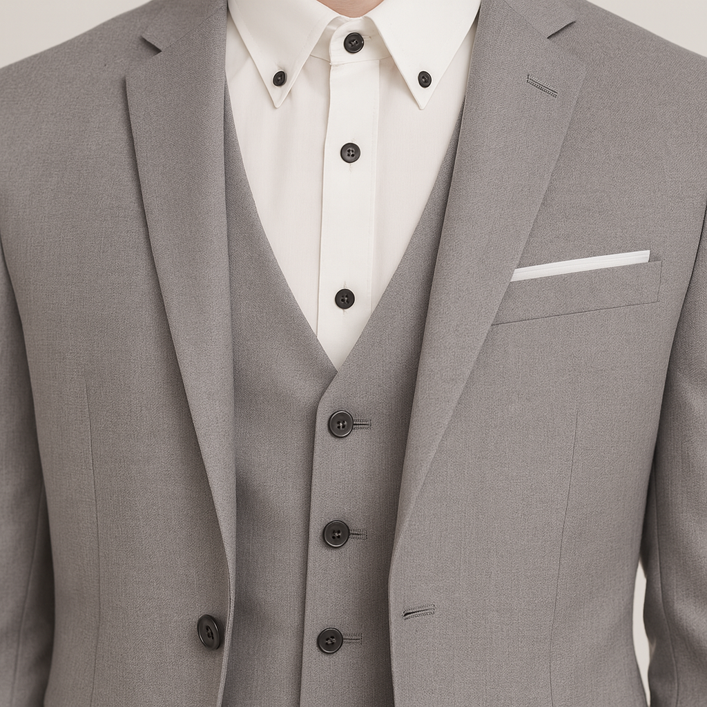 Bellivaro herre jakkesæt med blazer, vest og bukser – klassisk slim fit