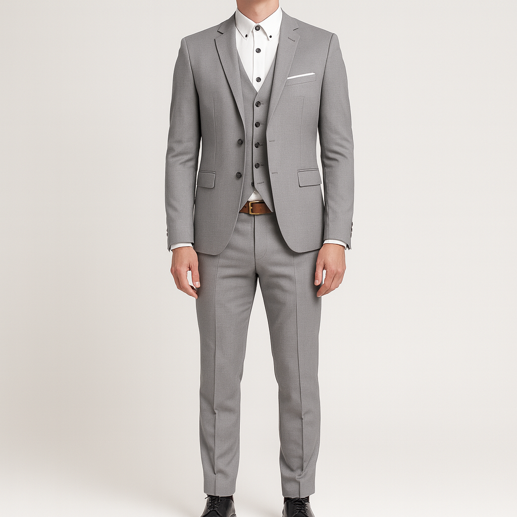 Bellivaro herre jakkesæt med blazer, vest og bukser – klassisk slim fit