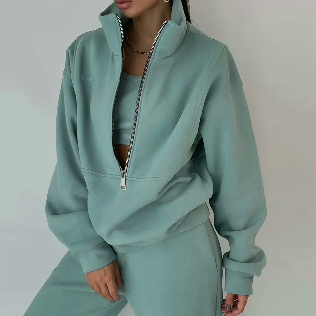 Harper | Todelt Cropped Tracksuit til Kvinder med Høj Talje