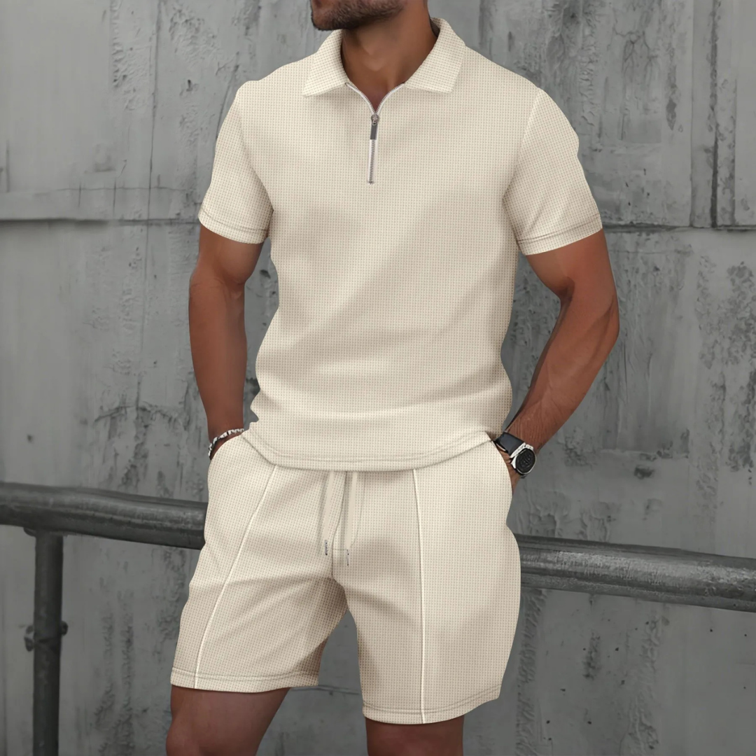 Herre Sommer Sæt med Polo & Shorts – Komfortabelt 2-Delt Fritidssæt til Hverdag og Ferie